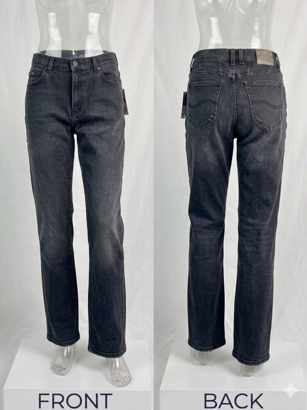 🖤 Vintage Lee Faded Black Gray Straight‎ Leg Jeans 43x30 8887-17 🖤